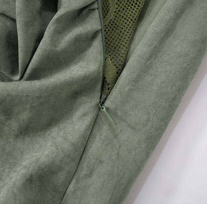 Sheer Lace Cami & Draped Maxi Skirt