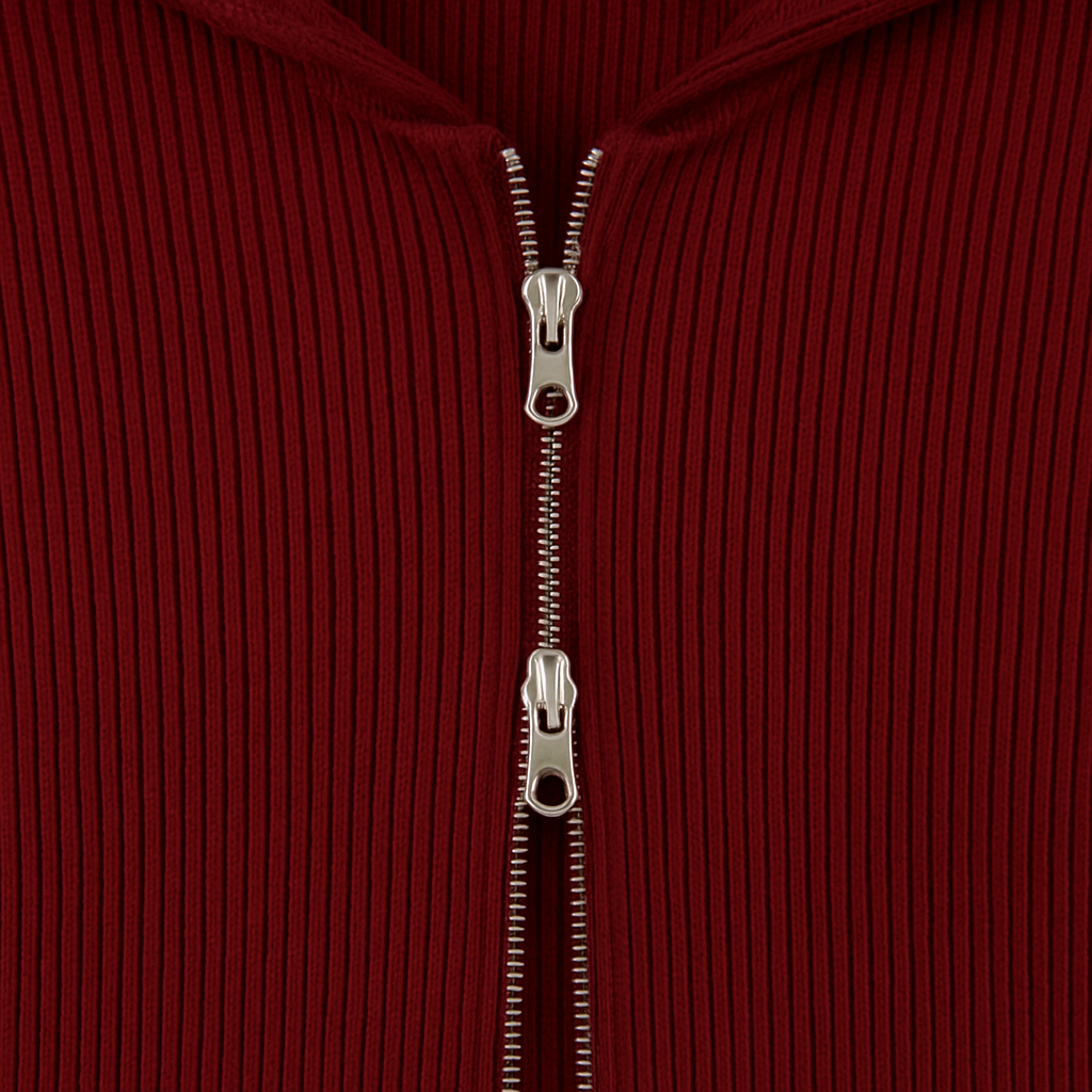 Ribbed Knit Zip-Up Hoodie and Flared Lounge Pants Set