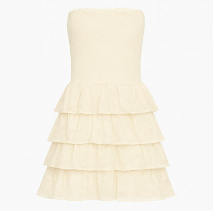 Lace Me Up Corset Mini Dress Two Piece – Beige