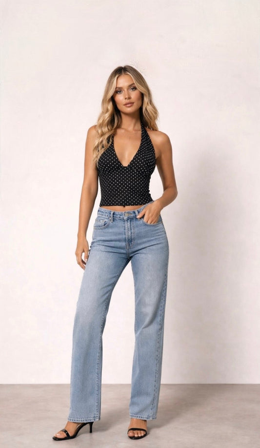 Polka Dot Halter Neck Top