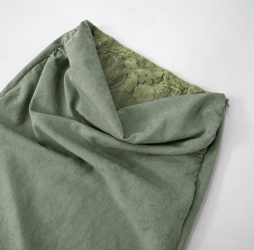 Sheer Lace Cami & Draped Maxi Skirt