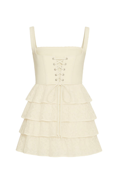 Lace Me Up Corset Mini Dress Two Piece – Burgundy