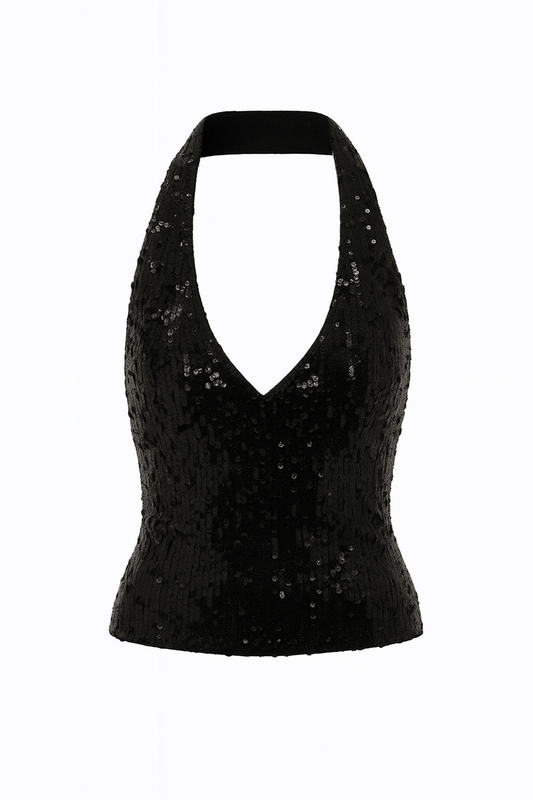 After Dark Halter Sequin Top