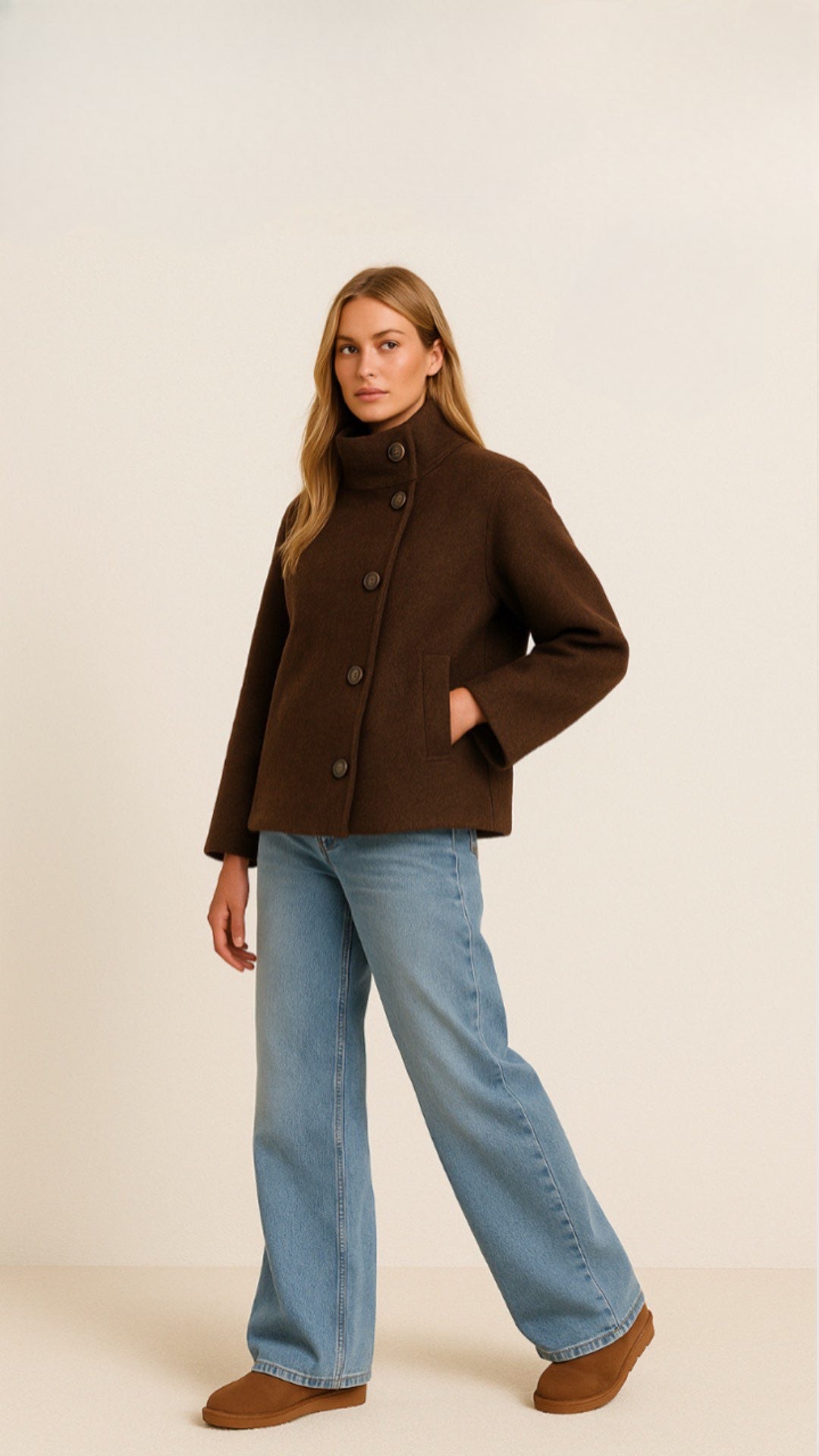 Short Funnel Neck Coat