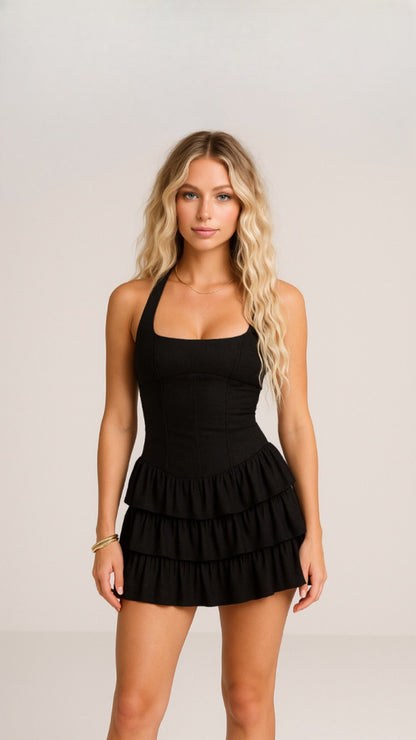 Soleil Tiered Corset Halter Dress