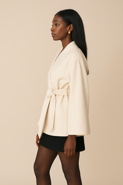 Sculpted Silhouette: Wide-Sleeve Wrap Blazer