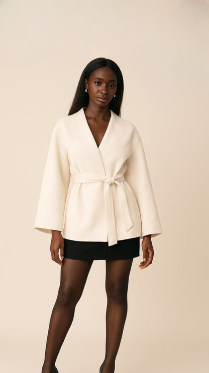 Sculpted Silhouette: Wide-Sleeve Wrap Blazer