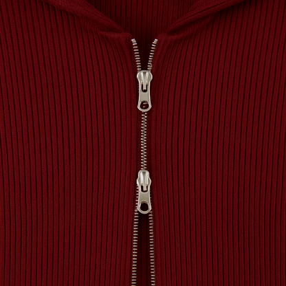 Ribbed Knit Zip-Up Hoodie and Flared Lounge Pants Set